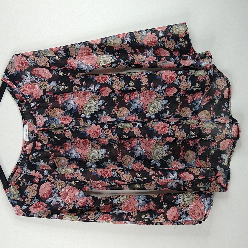 Women Black Floral High Low Blouse  Size: M